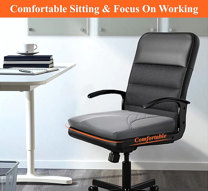 kingphenix Premium Car Seat Cushion, Memory Foam Driver Seat Cushion to Improve Driving View- Coccyx & Lower Back Pain Relief - Seat Cushion for Car, Truck, Office Chair (Leather Gray)