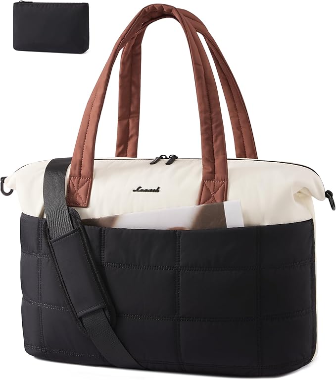 LOVEVOOK Gym Bag for Women & Men with Wet Pocket,48L Puffer Laptop Work Bags for Women with Computer Compartment,Waterproof Teacher Tote Bags Workout Weekender Carry on Travel Bag,Large Purse Handbags