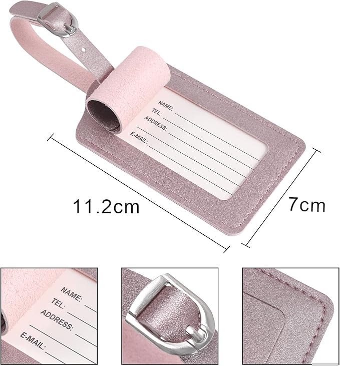 Luggage Tags, Leather Personalized Suitcase Tag Set Luggage id Tags Labels Travel Accessories