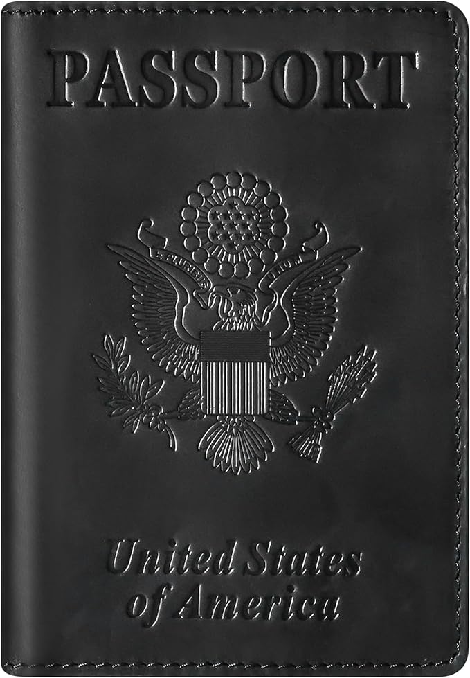 BIAOTIE Premium Leather Passport Holder Covers, Rfid Travel Wallet Passport Document Holder, Travel Essentials Wallet Cover Case for Men and Women (Black)
