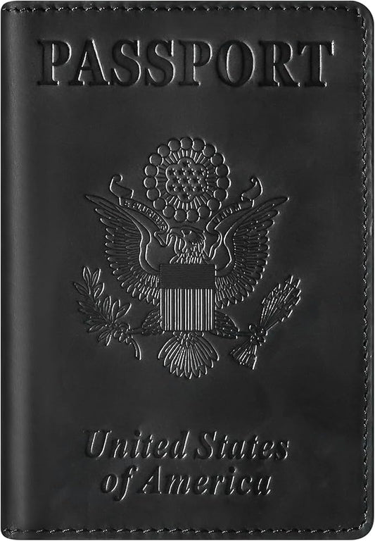BIAOTIE Premium Leather Passport Holder Covers, Rfid Travel Wallet Passport Document Holder, Travel Essentials Wallet Cover Case for Men and Women (Black)