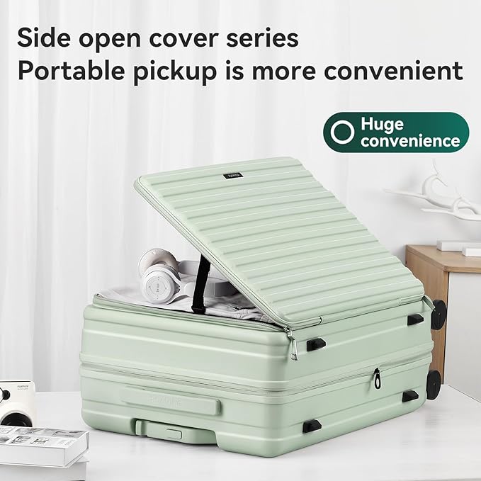 ROAMING 26 Inch Checked Luggage Expandable PC Hard Shell Suitcases for Front Opening with Cup Holder TSA Lock Travel Luggage with Spinner Wheels Suitcase,Specially Designed Ergonomic Pull Rod Handle