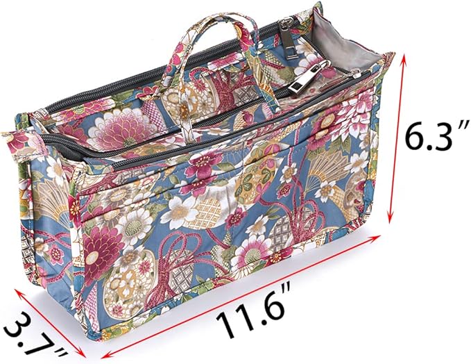 BTSKY Printing Handbag Organizers Inside Purse Insert-High Capacity 13 Pockets Bag Tote Organizer with Handle Sunflower