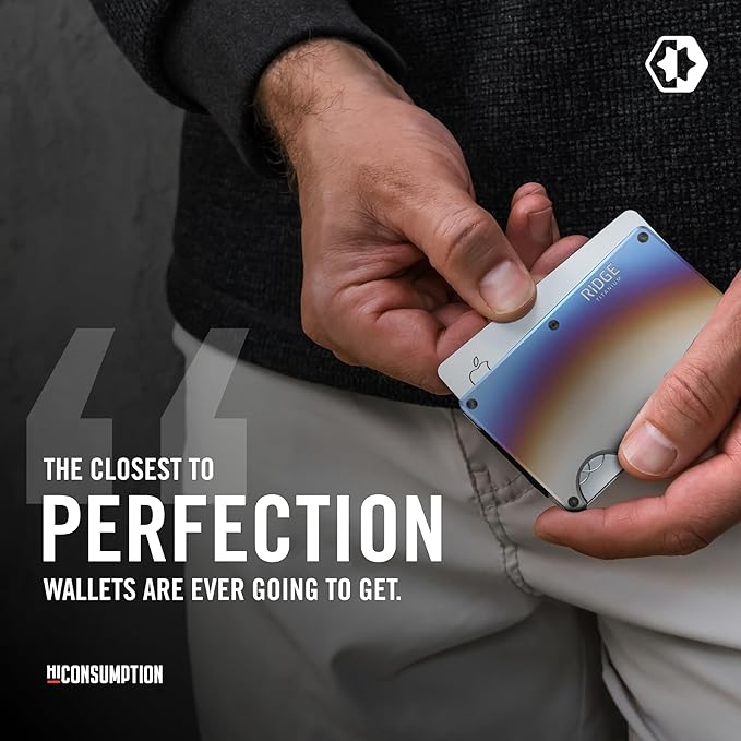 Ridge Wallet for Men - Slim Minimalist Compact Wallet and Card Holder, RFID Protected Front Pocket Wallets for Men with Integrated Cash Strap