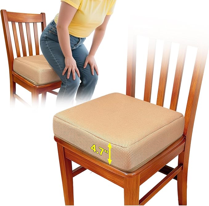 Extra Thick Chair Cushion, Adult Booster Seat Cushion, Easy Rise for Elderly, Office Chair Booster Seat Elevation Pillow Extra Firm Riser Supportive Lift Cushion with Carry Handle