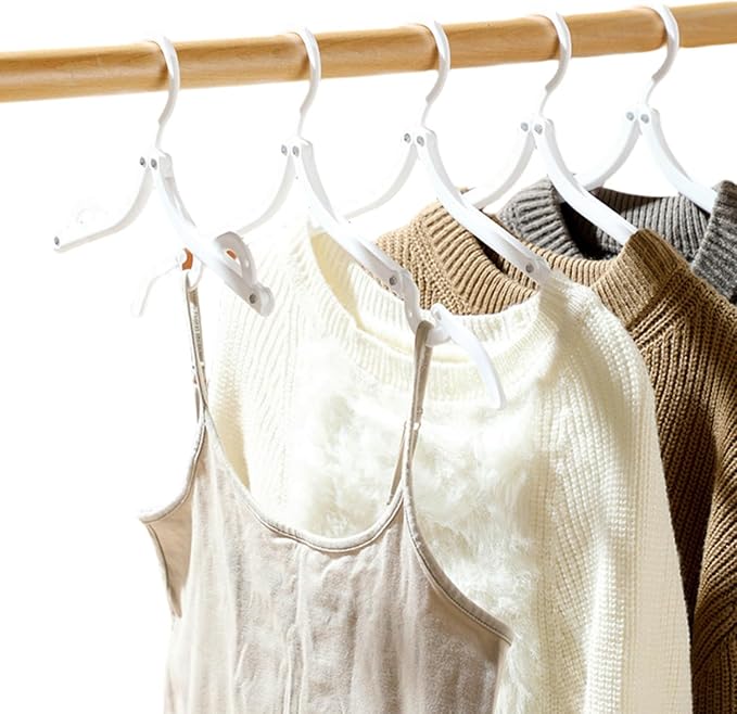 20Pcs Travel Hangers Space Saving Portable Folding Coat Hangers Travel Accessories Essentials for Traveling Camping Flying RV Cruises Suitcase Foldable Clothes Drying Rack (White)