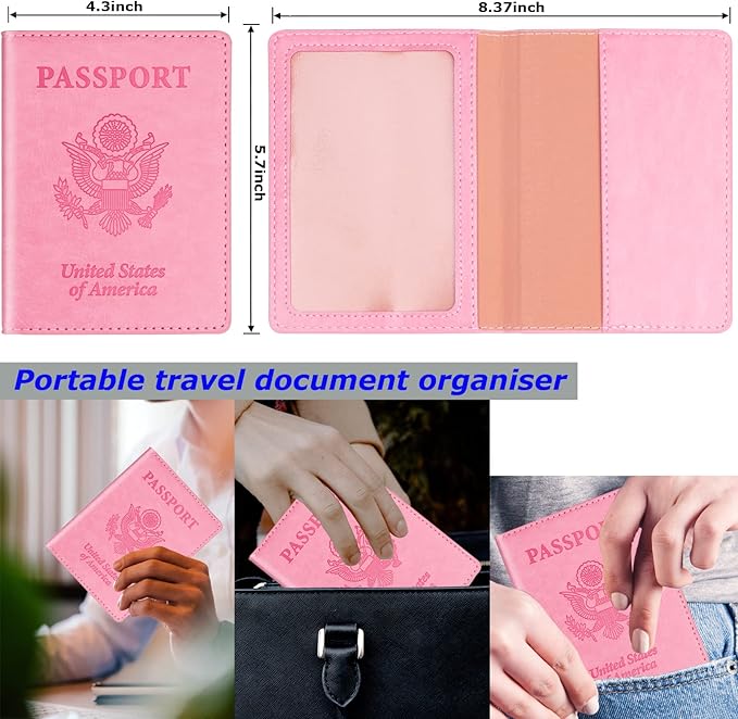 Turquoise & Pink Passport Holder, Cruise Essentials Passport Wallet Cover Case for Family Women Men, Travel Must Haves Passports Book Protector | Cruise Essentials, for Family, Travel Must Haves