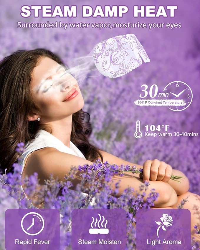 16 Packs Steam Eye Masks for Dry Eyes Self Heated Eye Mask Disposable Sleep Mask Soothing Headache Relief Dry,Hot Warm Compress for Stress Relief Relief Eye Fatigue, Spa Gifts