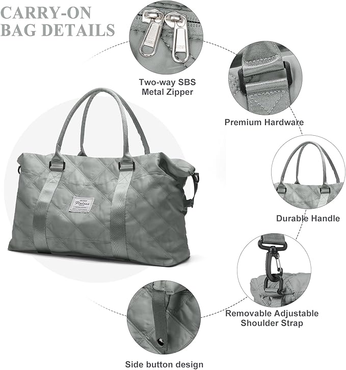 HYC00 Travel Duffel Bag,Carry-on Overnight Weekender Bags for Women,Sports Tote Gym Bag with Wet Pocket