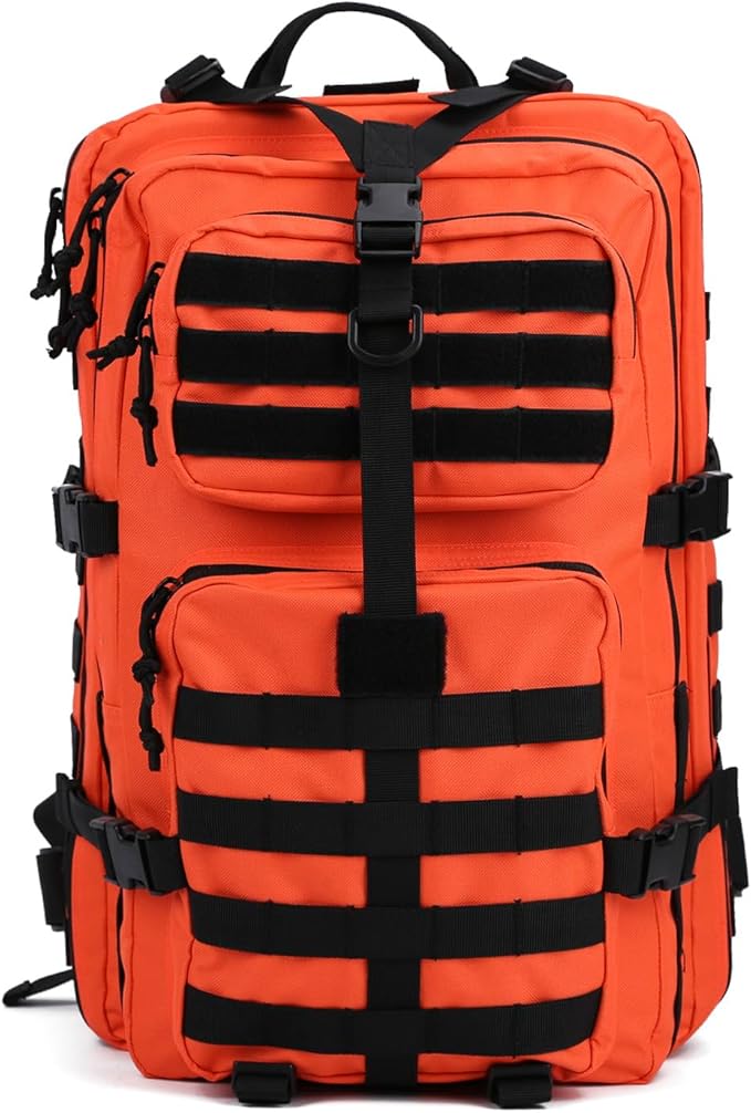REEBOW GEAR Military Tactical Backpack for Men Large Army 3 Day Assault Pack Molle Bag Backpacks (Orange-black)