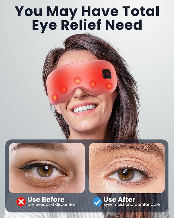 Heated Eye Mask - Cordless Eye Mask for Dry Eyes, Eye Relief, Improved Sleep, Washable Eye Heating pad for Travel and with Replaceable Shell (Rose Pink)