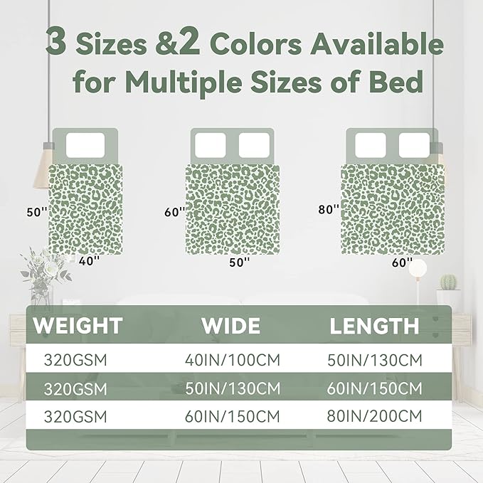 Green Leopard Print Throw Blanket for Women, Soft Warm Cheetah Blanket, Cozy Fleece Throw for Bed Sofa Couch, Home Decor Living Room Bedroom Decor, Mothers Day Birthday Gifts for Mom Grandma, 50"x60"