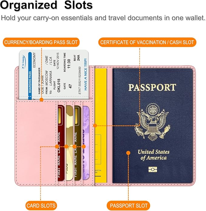FINTIE Passport Holder, Slim Travel Wallet RFID Blocking Card Case Cover Passport Cover Protector Essentials with Credit Card Slots for Women/Men | Slim, RFID Blocking, Card Case Cover, Essentials, Credit Card Slots