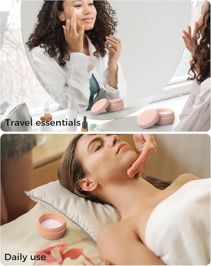 TakeToday Travel Containers for Toiletries, Leak-proof, TSA Approved, Refillable Silicone Cream Jars with Lid Travel Size Essential for Cosmetic toiletry Cream, 2oz, 4 Pack (Gray)