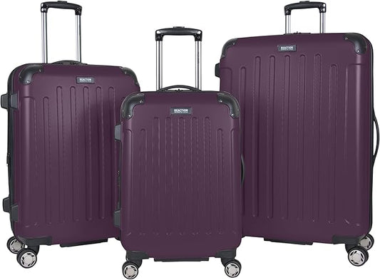 Kenneth Cole REACTION Renegade Luggage Expandable 8-Wheel Spinner Lightweight Hardside Suitcase, Midnight Plum, 3-Piece Set (20"/24"/28")
