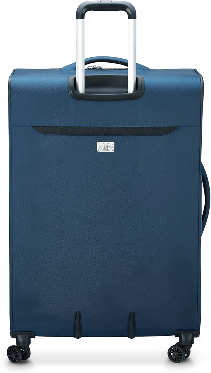 DELSEY PARIS Sky Max 2.0 Softside Expandable Luggage with Spinner Wheels, Blue, Checked-Large, 28 Inch