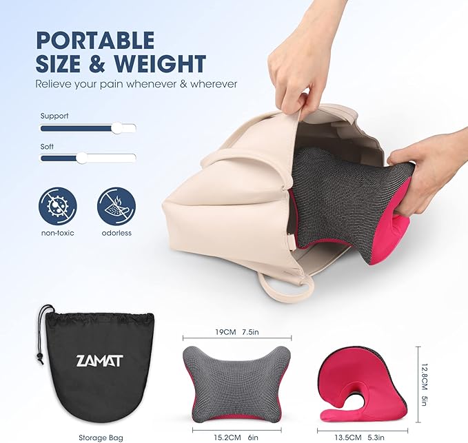 ZAMAT Neck and Shoulder Relaxer with Magnetic Therapy Pillowcase, Neck Stretcher Chiropractic Pillows for Pain Relief, Cervical Traction Device for Relieve TMJ Headache Muscle Tension Spine Alignment