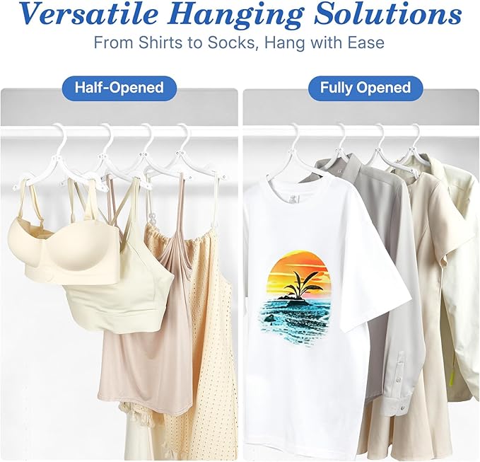 HOUSE DAY Travel Hangers, Portable Folding Hangers for Suitcase, Cruise Ship Essentials, Space Saving Clothes Hanger with Non-Slip Grooves for Vacation, Business Trip, Dorm (10 Pack White)
