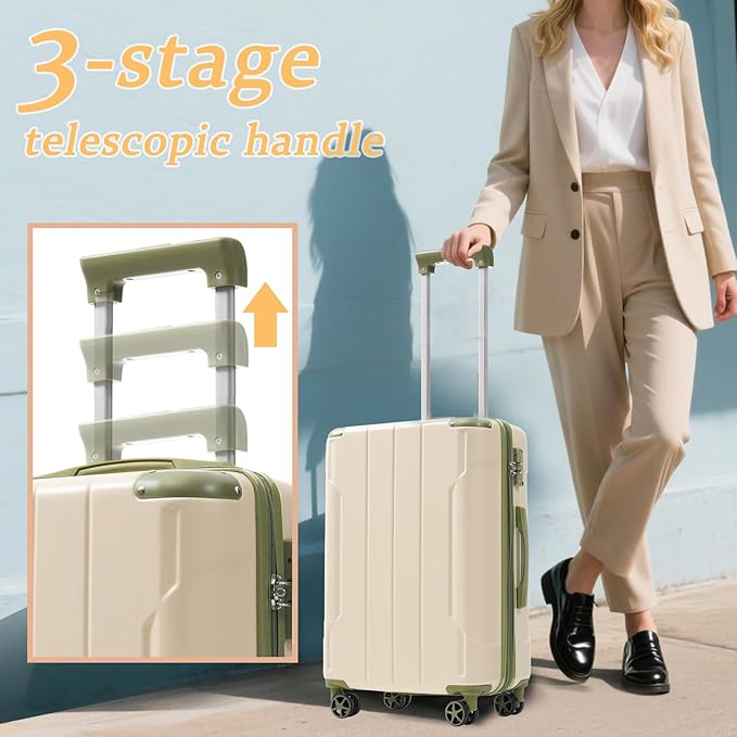 Merax 24 Inch Expandable Checked Luggage, Hardshell ABS Medium Suitcase with Spinner Wheels, TSA Lock, Lightweight Travel Suitcase for Long Trips and Vacations