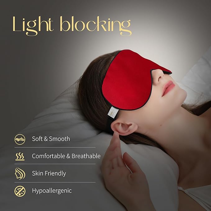 ZIMASILK 100% Natural Silk Sleep Mask Blindfold,Adjustable Super-Smooth Soft Eye Mask for Sleep with Bag (Burgundy)
