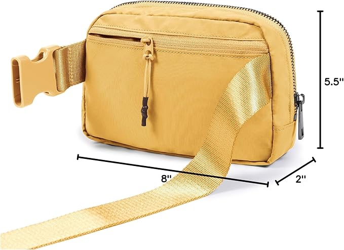ODODOS Unisex Mini Belt Bag with Adjustable Strap Small Fanny Pack for Workout Running Traveling Hiking, Buff Yellow