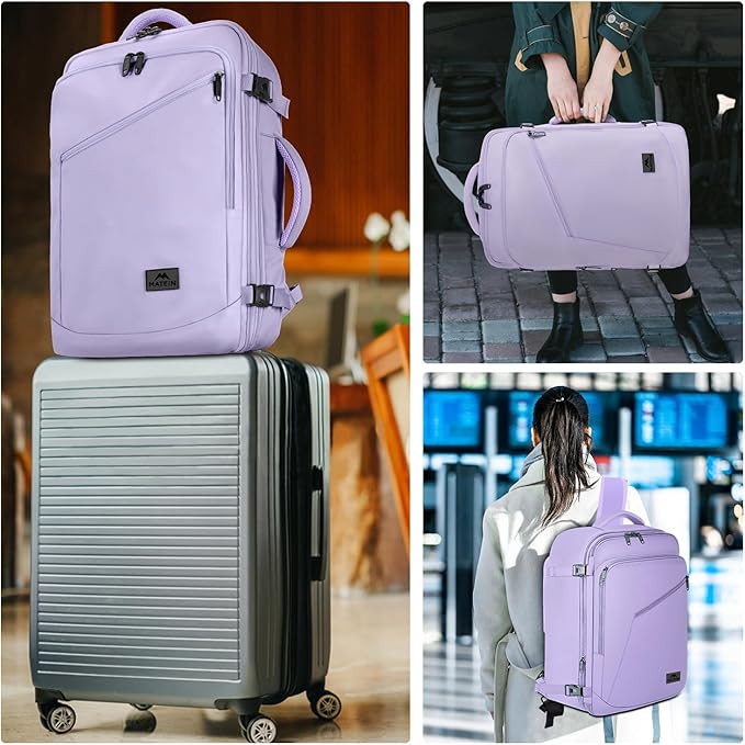 MATEIN Purple Backpack, Extra Large Travel Backpack for Women, Expandable Suitcase for Hiking Camping Gym, Water Resistant Carryon Daypack for Travelling, Cute Gifts, Light Purple