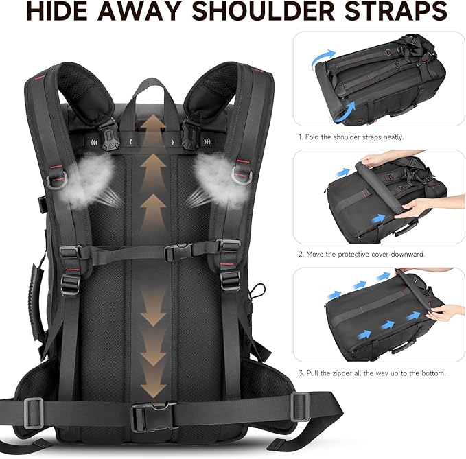 SWICKY 50L Large Capacity Travel Backpack, Outdoor Hiking Camping Bag with Shoe Compartment, Heavy Duty, Fits 17" Laptop