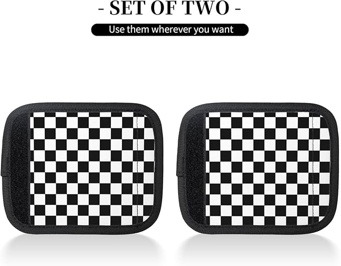 Black and White Racing Handle Wrap 2 Packs, Soft Handle Grip for Women Men Travel Luggage Outdoor Bag Markers Décor