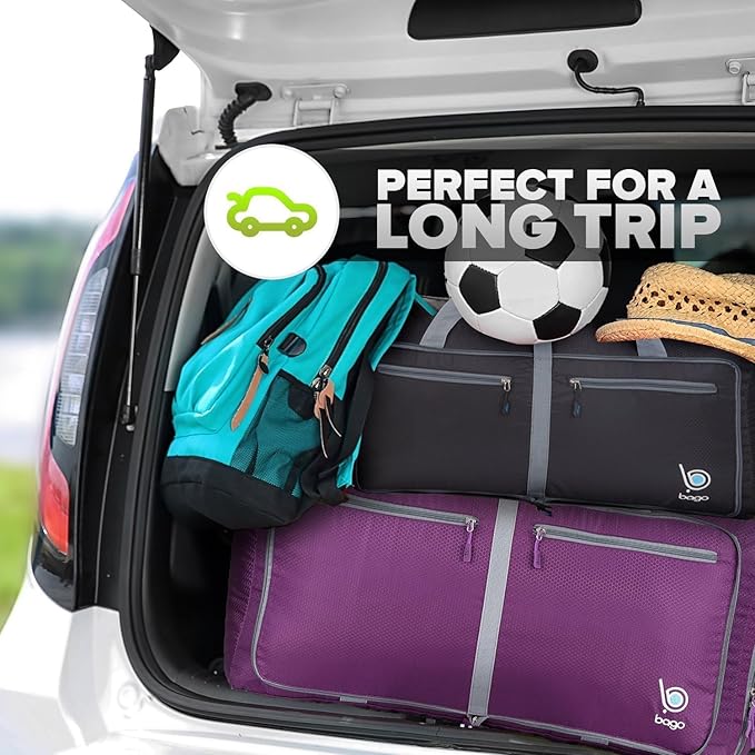 Bago Large Duffle Bag for Travel Women & Men. Durable Lightweight Foldable Travel Duffel Bags For Traveling Women. 80L Duffle Bags For Overnight Bag With Shoe Compartment Collapsible Weekender duffel