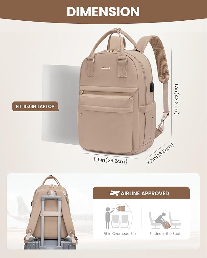 LOVEVOOK Laptop Backpack for Women 15.6 Inch Laptop Bag with USB Port, Fashion Waterproof Backpacks Teacher Nurse Stylish Travel Bags Vintage Daypacks for College Work