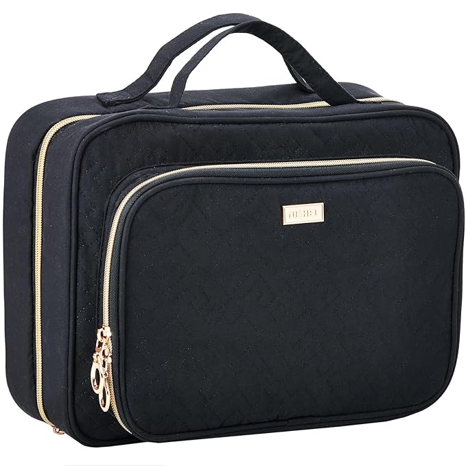 NISHEL Hanging Travel Toiletry Bag, Visible Makeup Organizer, Cosmetic Case for Journey Accessories, Bathroom Shower, Black