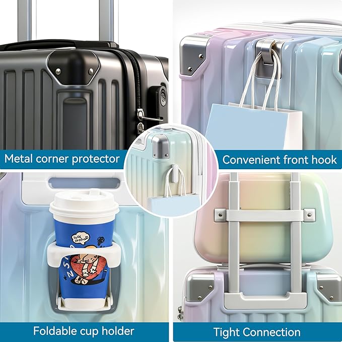 Carry On Luggage with Spinner Wheels,PC Hard Shell Suitcase with USB Port,Lightweight Travel Luggage Airline Approved for Men Women,Iron Gray,3-Piece Set (14/20/24)