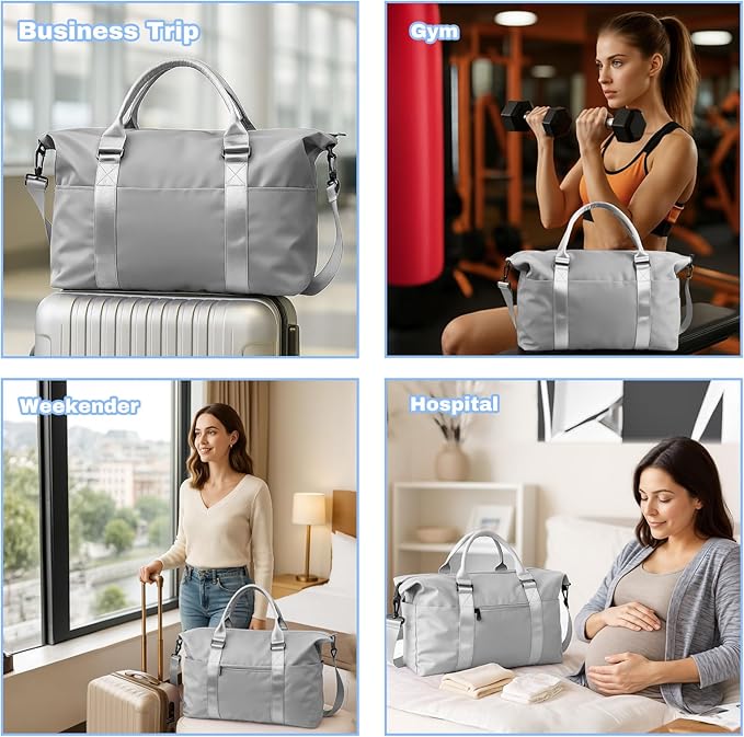 Weekender Duffel Bags for Women， Travel Totes Bag for Airplane Essentials, Overnight Bags for Women with Trolley Sleeve, Large Carry On Hospital Bag for Labor and Delivery, Sport, Gym