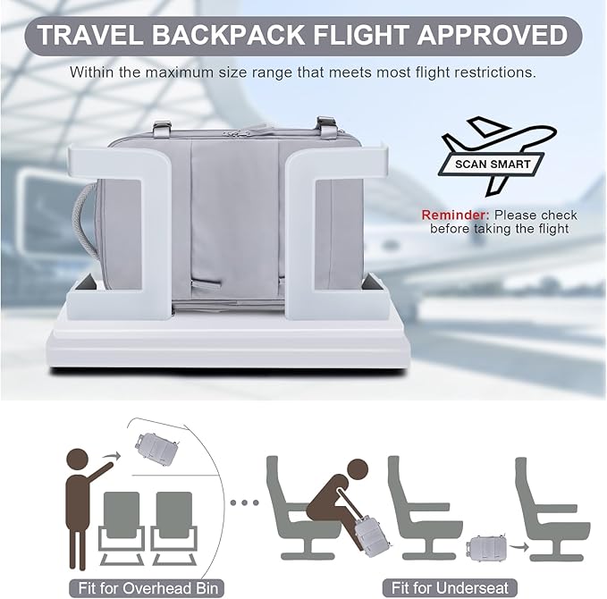 coofay Travel Backpack Carry On Flight Approved For Women Men Personal Item Backpack Carry On Bags For Airplanes Backpack For Travel With Shoe Compartment Grey