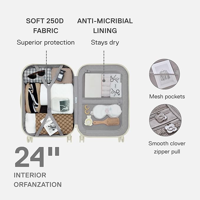 artrips Checked Luggage 24 Inch, Lightweight Hard Shell Suitcase with Spinner Wheels, Medium Travel Suitcase for 4–7 Day Trips, White