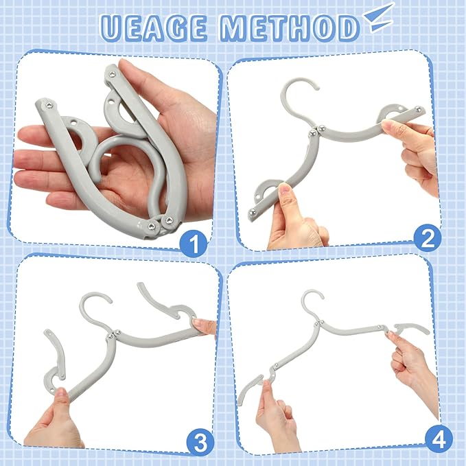 Sieral 40 Pcs Foldable Travel Hangers Plastic Portable Folding Clothes Hangers Cruise Ship Essentials for Travel Cruises Suitcase Dormitory School Hotel Women Laundry Coat Bag Drying (Gray)