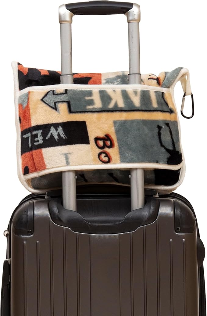 CARSTENS, INC. Travel Blanket, Premium Compact 2-in-1 Airplane Blanket/Pillow, Lake House