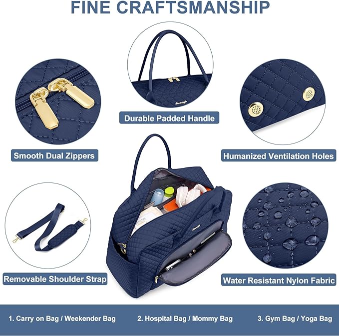 Travel Duffle Weekender Bags for Women - Weekend Bag Women with Shoe Compartment Carry On Overnight Bag with Toiletry Bag Duffel Bags Wet Pocket for Gym Hospital Bags for Labor and Delivery