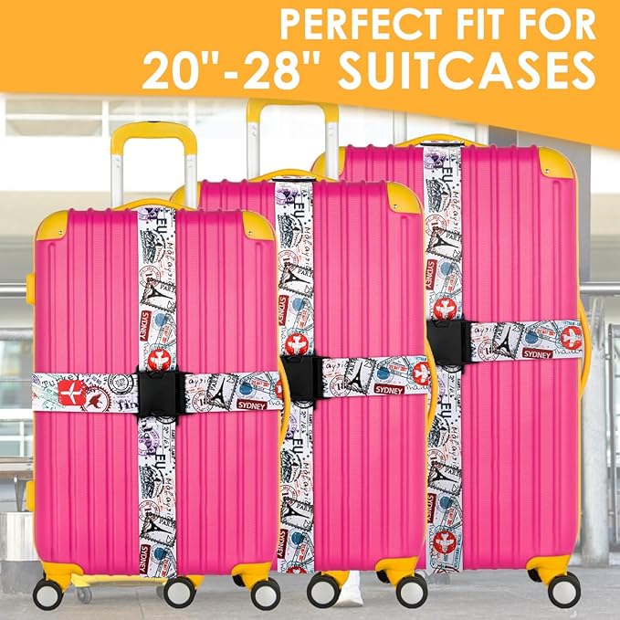 Adjustable Travel Luggage Strap Suitcase Belt Travel Bag Accessories 1.96 in W x 6.23 ft L
