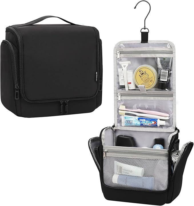 Relavel Hanging Toiletry Bag for Men and Women, Travel Toiletries Bag Water-resistant Large Makeup Cosmetic Organizer Storage, Shaving Dopp Kit Shower Bathroom Hygiene Bags, Carry-on Travel Essentials