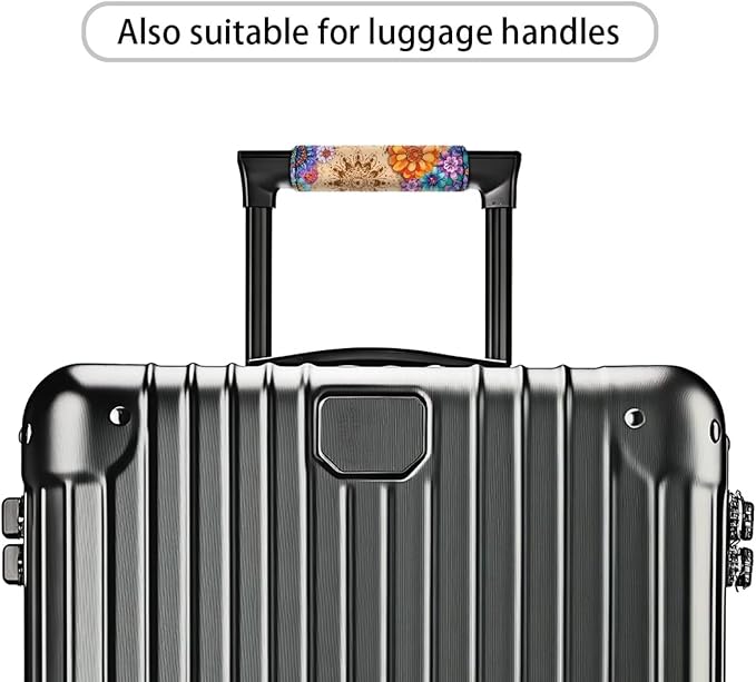 BIGCARJOB Boho Lotus Hippie Luggage Handle Wraps Set of 2 Pcs Identifier Travel Bag Wraps Women Suitcase Handle Sleeve Cover Door Handle Protector