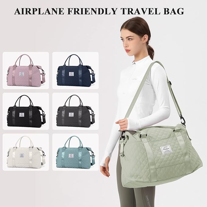 HYC00 Travel Duffel Bag,Carry-on Overnight Weekender Bags for Women,Sports Tote Gym Bag with Wet Pocket