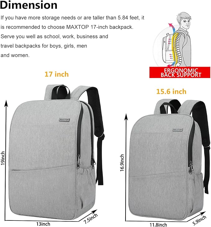 MAXTOP Deep Storage Laptop Backpack Business Anti-theft Backpacks[Water Resistant] College School Computer Bookbag Fits 17 Inch Laptop