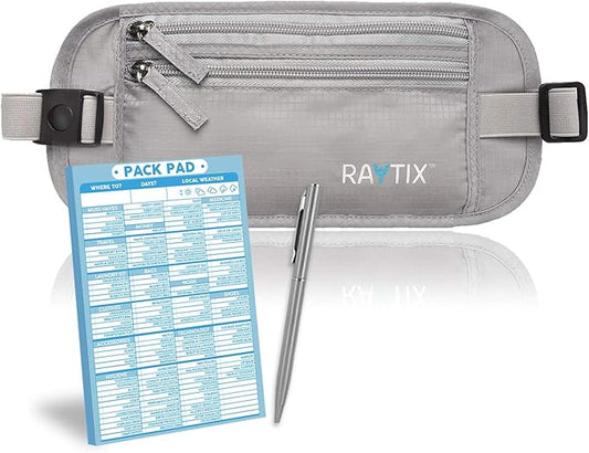 Money Belt For Travel – RFID Blocking Waist Pouch Passport Holder Wallet Belt – Waterproof Hidden Travel Fanny Pack For Men & Women – Secure, Lightweight, Adjustable Strap – Gray
