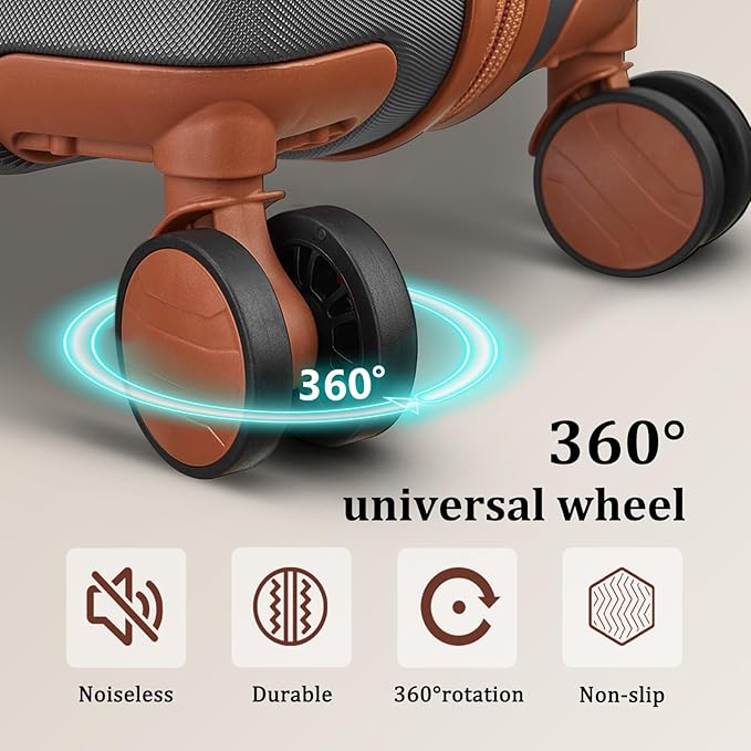 imiomo Hard Shell Luggage Sets 5 Piece for Women, Lightweight Hardside Rolling Suitcase Set with Spinner Wheels and TSA Lock, Grey