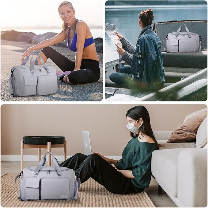 FIORETTO Women's Gym Duffle Bag with Shoes Compartment, 30L Capacity, Ideal for Travel, Gym, Sports, Duffel, Weekender