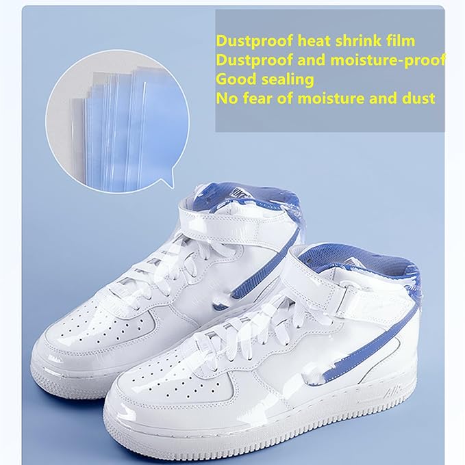 100-Pack Shoe Shrink Wrap Bags - 11x18 Inches Sneaker Heat Shrink Wrap for Men & Women - Shoe Organizer Bags to Prevent Sole Yellowing & Keep Dust Away (100) (shoe bag-100PCS)