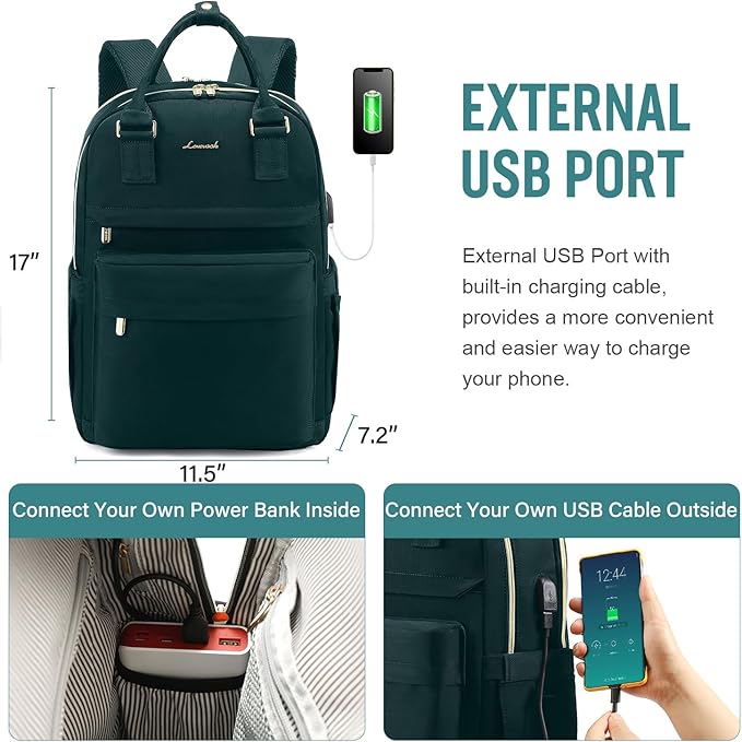 LOVEVOOK Laptop Backpack for Women 15.6 Inch Laptop Bag with USB Port, Fashion Waterproof Backpacks Teacher Nurse Stylish Travel Bags Vintage Daypacks for College Work