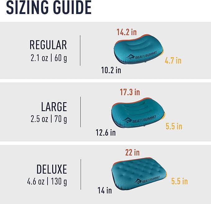 Sea to Summit Aeros Ultralight Inflatable Camping and Travel Pillow, Regular, Sea Foam