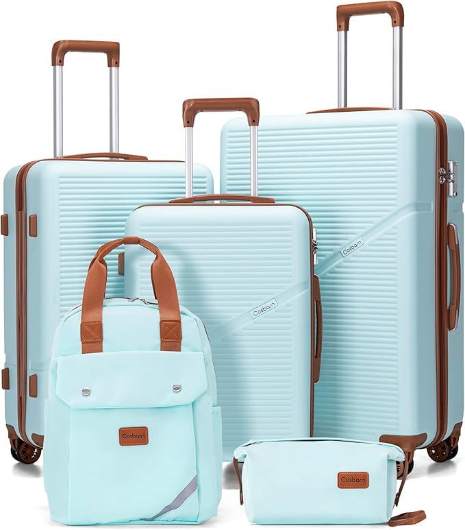 Luggage Sets 5 Piece Suitcases with Wheels, Suitcase Set ABS Hard Case Luggage with TSA Lock Spinner Wheels Durable Travel Luggage (5-Piece Set(20"/24"/28"))